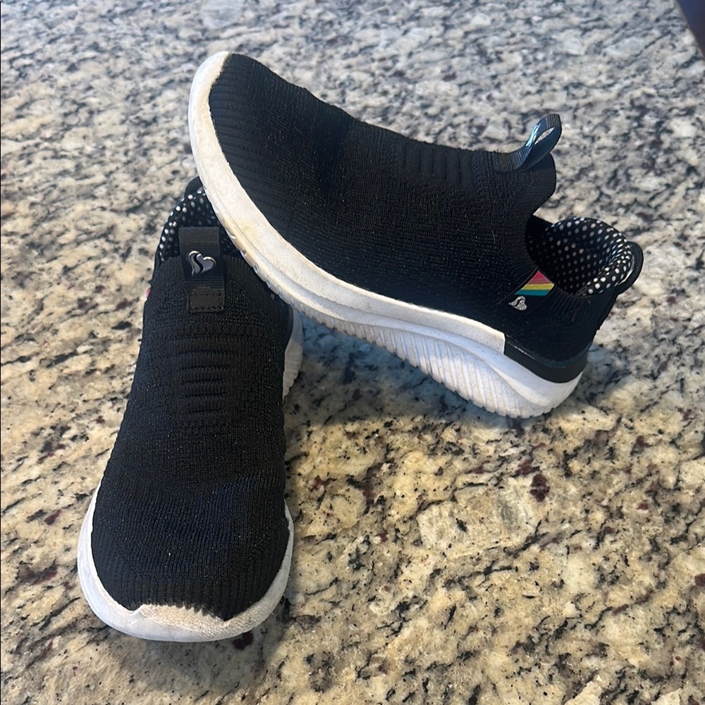 Skechers Black and White Slip-On Sneakers